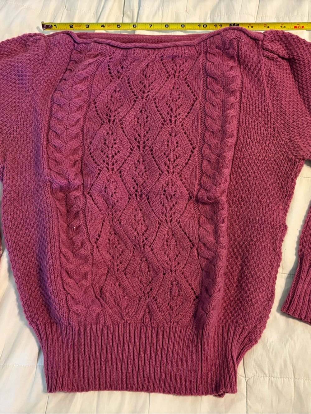 Vintage Women or Big Girl Cable Knit Sweater - Raspberry Pink